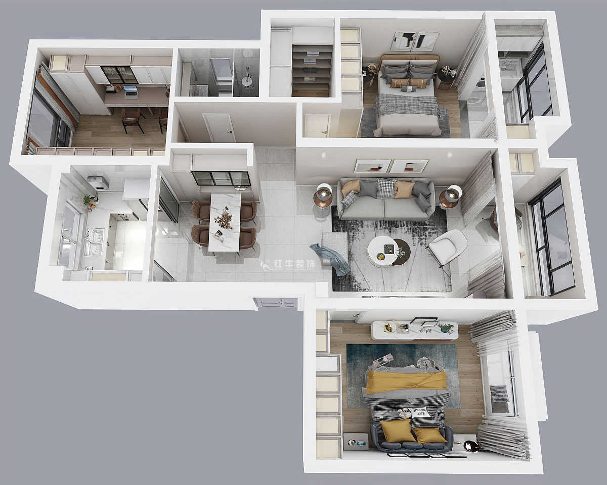 顾娟｜中和桥30号31-2-1404-120㎡-现代简约风格｜3室2厅2卫｜新房装修｜定制家￥137800｜全包16